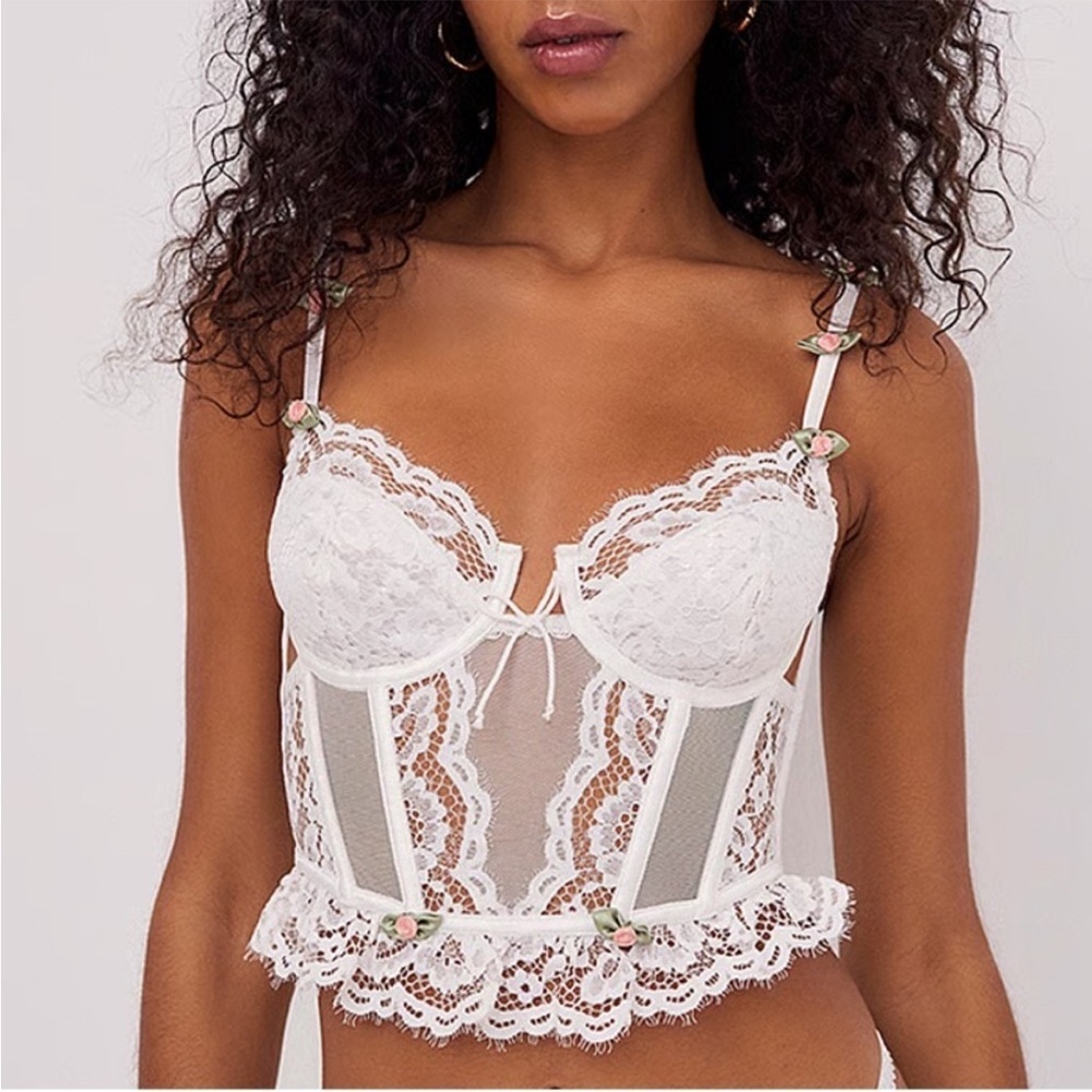 For Love and Lemons Chantilly Lace Bustier Top Sz Large NWOT Sexy Coquette